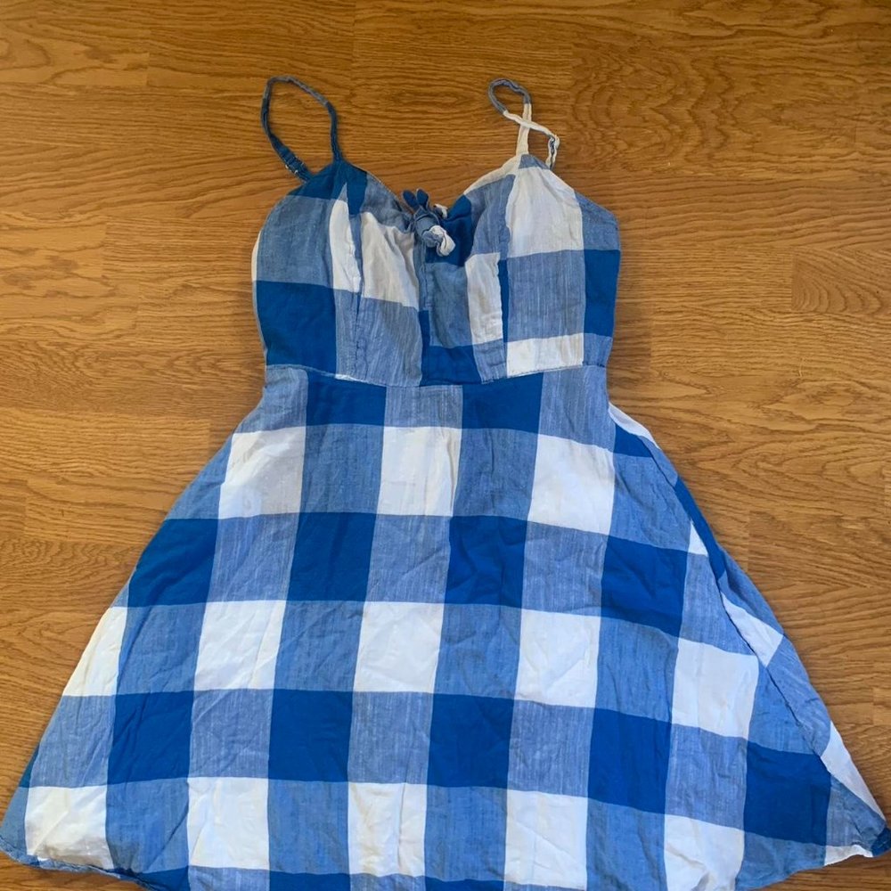 Blue and white plaid dress